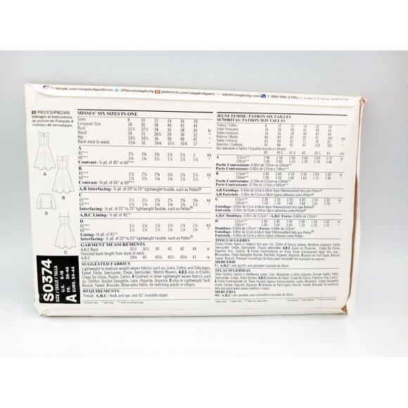 New Look Pattern S0374 Womens Dresses Full Skirt and Bolero Uncut Sewing SZ 8-18 - Picture 2 of 2